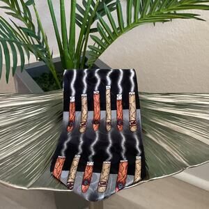 Surrey Mens Black And Gray Cigar Pattern Classic Neck Tie